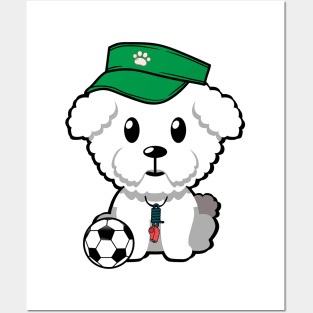 Funny furry dog is a soccer coach Posters and Art